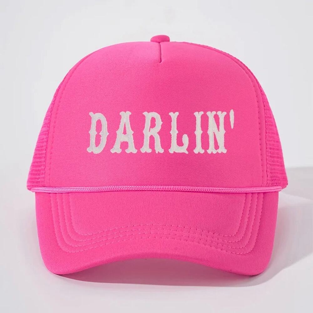 Darlin’ Pink Western Graphic Adjustable Mesh Trucker Hat NWT